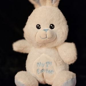 Plush my First Easter Bunny in blue By KellyToy it Rattles